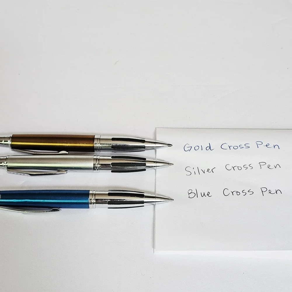 Vintage Cross ATX Ballpoint Pen Set 3 Metallic Blue Silver Bronze Ergonomic Grip